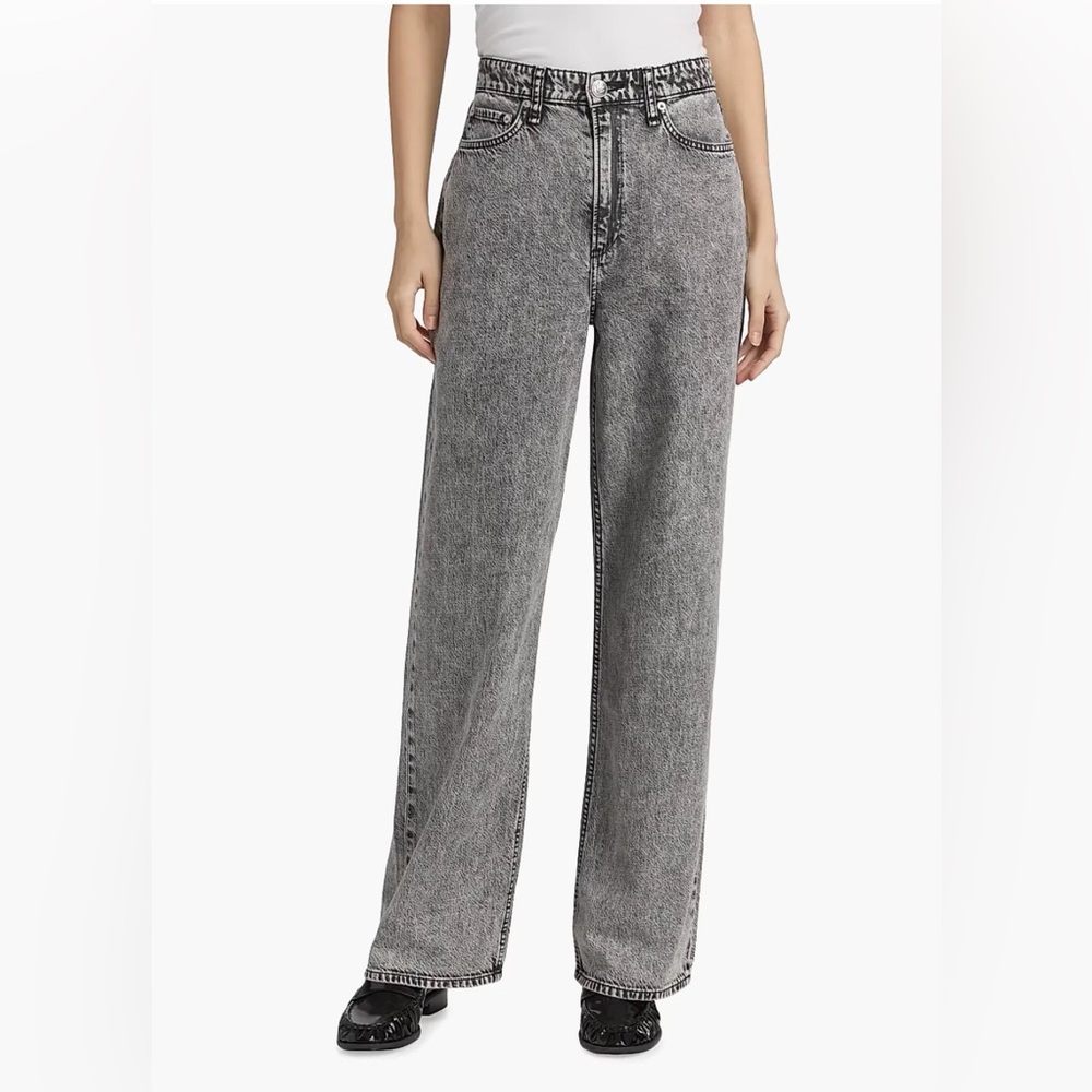 rag & bone Acid Wash Wide Leg Jeans - Gray